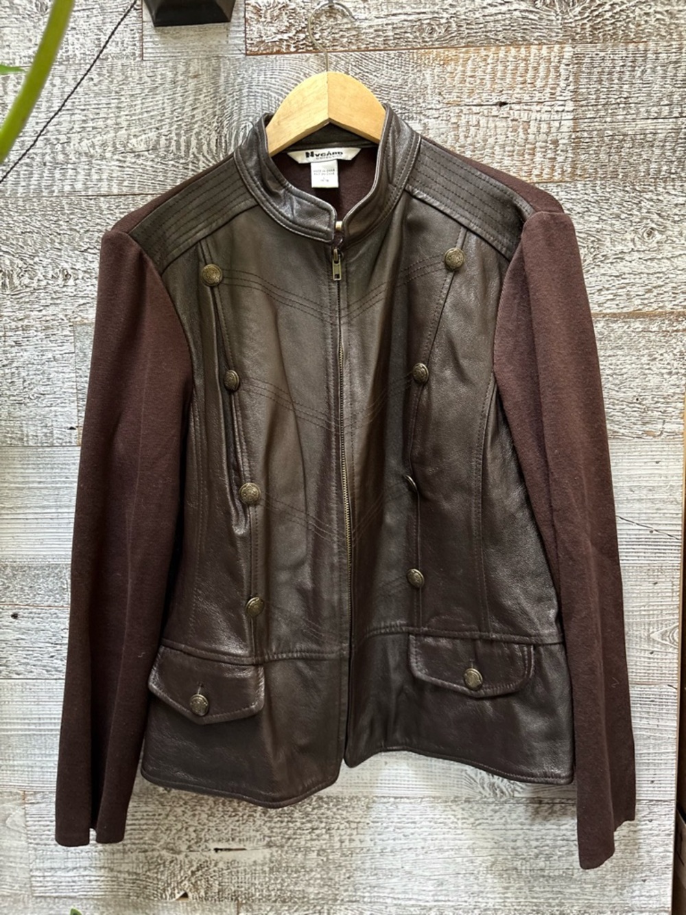 Nygard Collection | Vintage Leather-Front Jacket w/ Knit Sleeves - Women's M/L